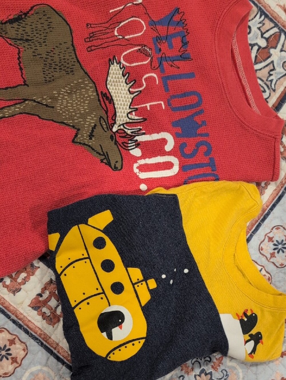 Two Long Sleeve 2T Boy Shirts. Red Thermal Pullover with Blue Graphic Old Navy - Picture 8 of 8